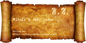 Mihók Nándor névjegykártya